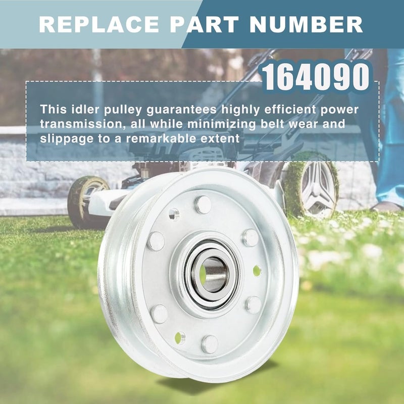 HTWORK 164090 Idler Flat Pulley Compatible with RFM Series 4' 5' 6' Finish Mowers, Lawn Tractor Pulley Replaces King Kutter Part (2 PC) - Image 4